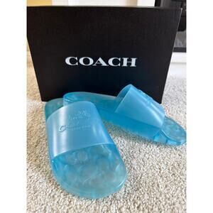 Coach Ulyssa Slides Women's Size 8 Bright Marine Blue Pool Beach Coastal Summer